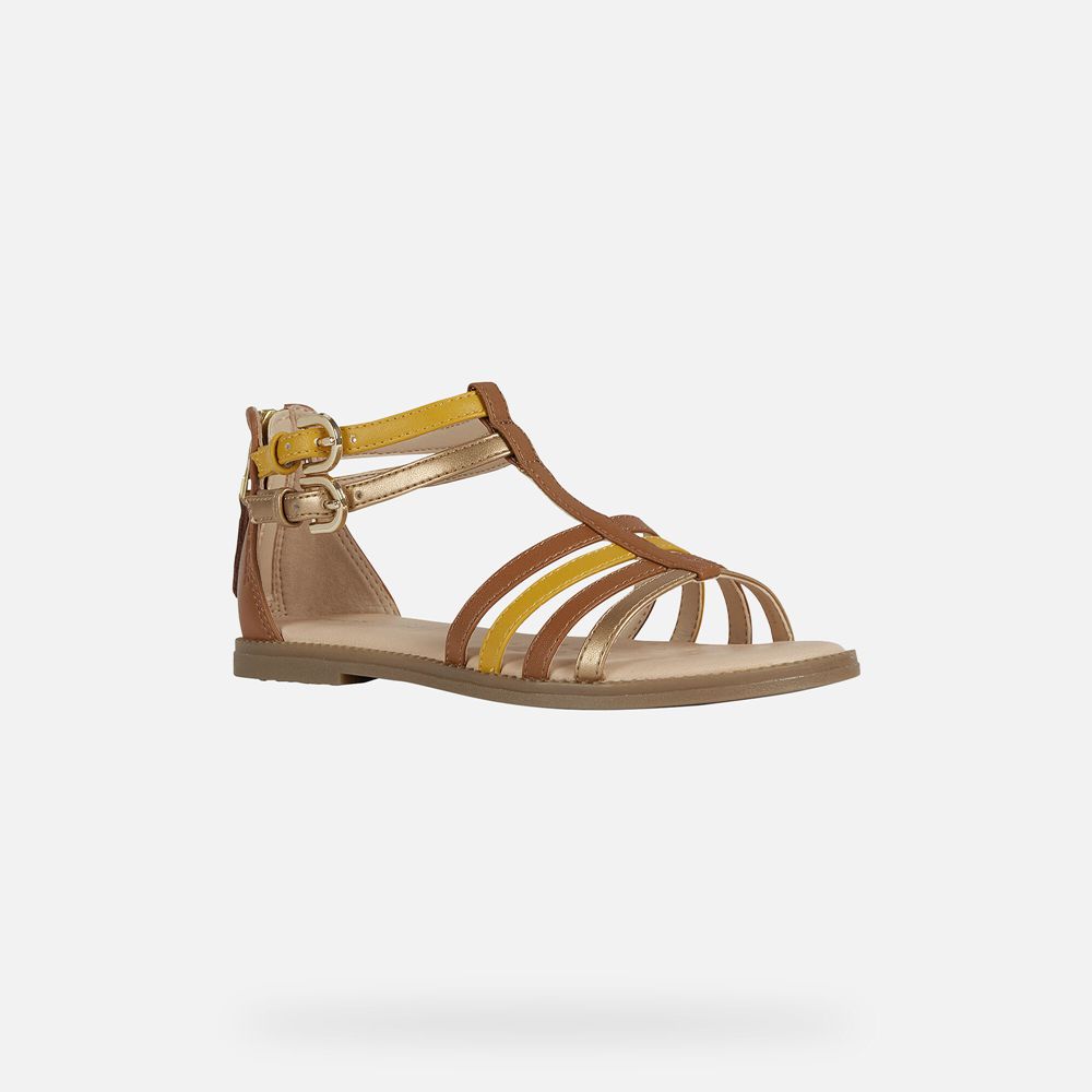 Geox Sandals Brown Karly - Geox Girls Shoes - HEBLAK365